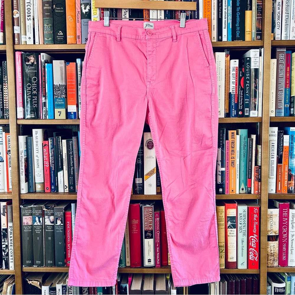 J Crew Vintage Straight Barbie Bubble Gum Pink Mid Rise Chino Pants, size 30